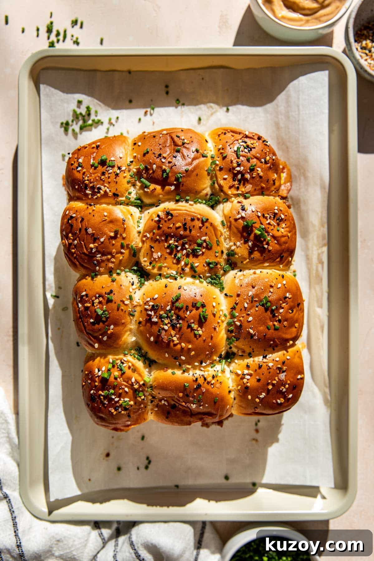 breakfast sliders on a sheet pan.