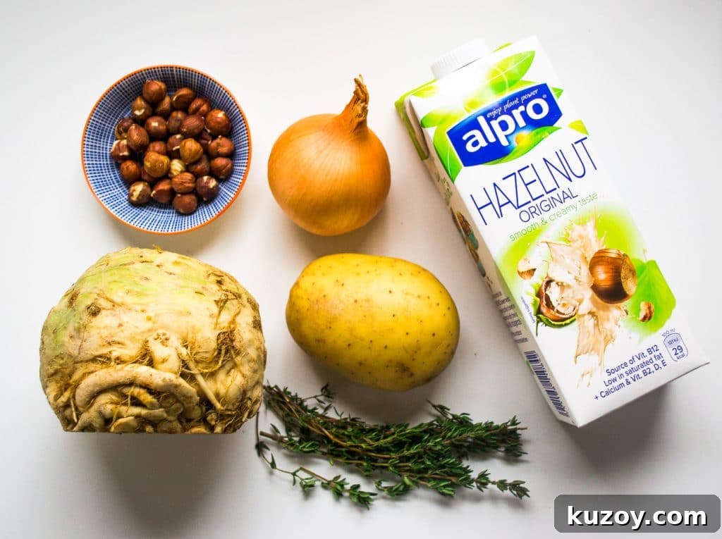 Celeriac and Hazelnut Soup Recipe: Creamy Autumn Soup with Toasted Nuts 2 Celeriac & Hazelnut Soup | Vegetarian & Vegan