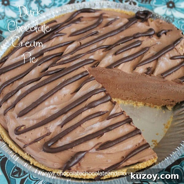 Decadent Dark Chocolate Cream Pie Recipe for Chocolate Lovers 4 Dark Chocolate Cream Pie-don't let the lighter color fool you, this pie has all the rich flavor of dark chocolate in a creamy, cool pie!