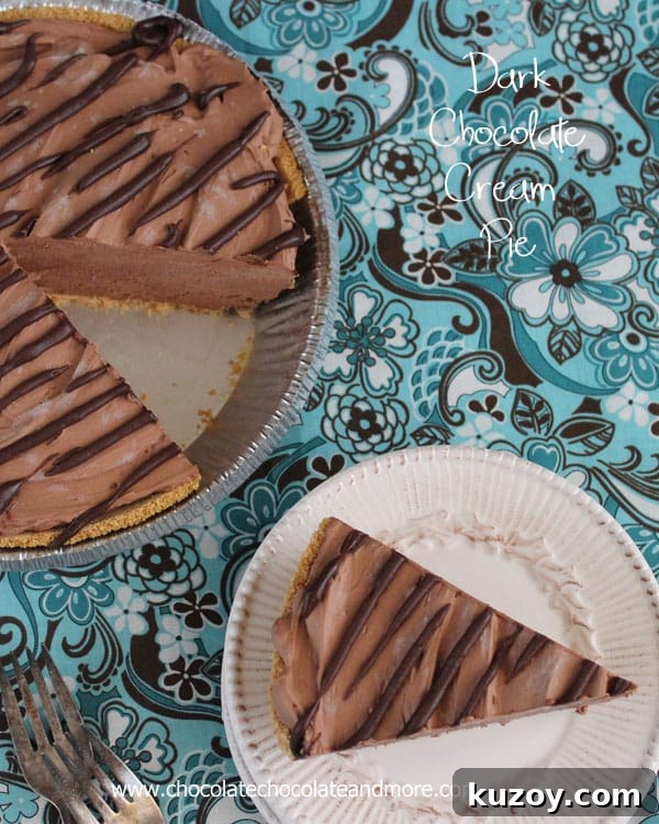 Decadent Dark Chocolate Cream Pie Recipe for Chocolate Lovers 5 Dark Chocolate Cream Pie-don't let the lighter color fool you, this pie has all the rich flavor of dark chocolate in a creamy, cool pie!