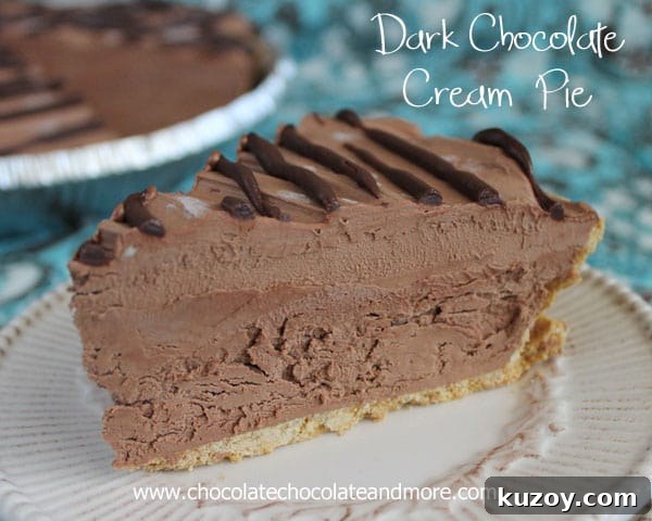Decadent Dark Chocolate Cream Pie Recipe for Chocolate Lovers 9 Dark Chocolate Cream Pie-don't let the lighter color fool you, this pie has all the rich flavor of dark chocolate in a creamy, cool pie!