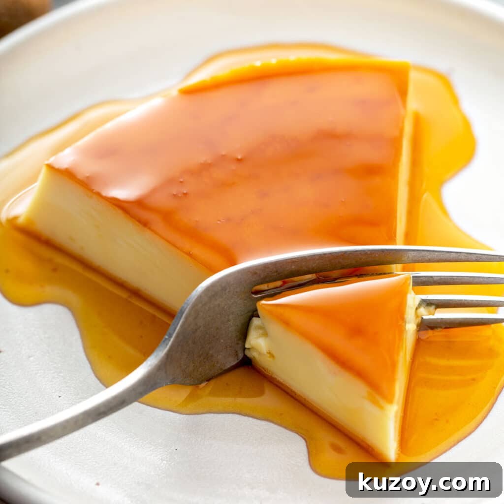 14 Romantic Valentine’s Day Recipes to Make at Home 11 Rich and creamy flan with caramel on a white plate