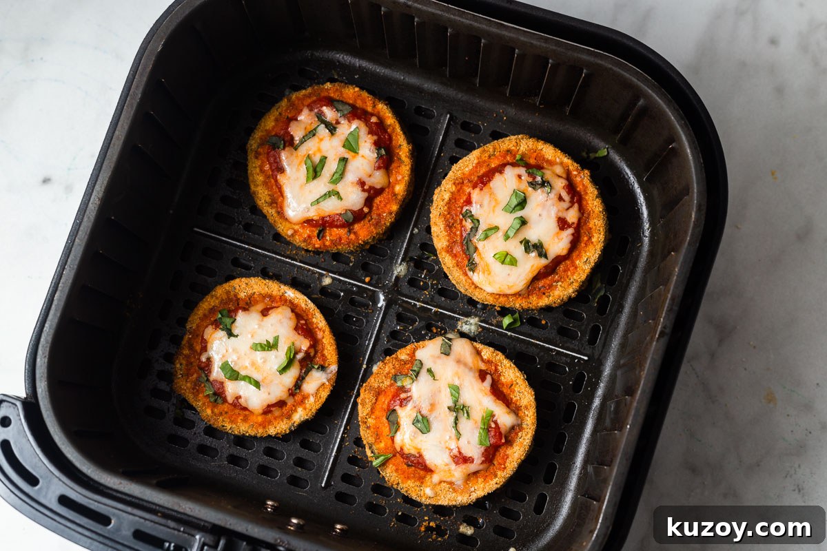 Crispy Air Fryer Eggplant Parmesan Recipe 12 air fried eggplant parmesan in the air fryer.
