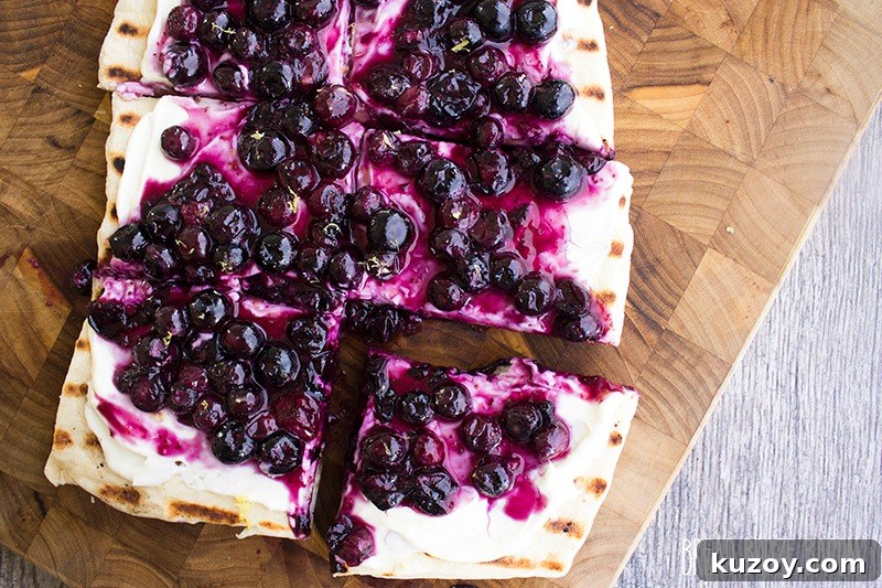 Grilled Blueberry Dessert Pizza: Summer Fruit Pizza Recipe 4 This Grilled Blueberry Dessert Pizza Recipe is a perfect dessert for your next cookout! Prep your ingredients ahead of time and bring everything together in just 10 minutes!