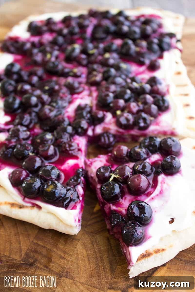 Grilled Blueberry Dessert Pizza: Summer Fruit Pizza Recipe 6 This Grilled Blueberry Dessert Pizza Recipe is a perfect dessert for your next cookout! Prep your ingredients ahead of time and bring everything together in just 10 minutes!