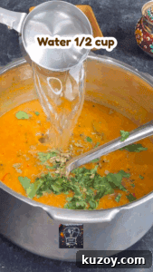 Delicious one-pot red lentil curry with fresh herbs and spices.