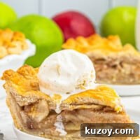 Classic Homemade Apple Pie Recipe for Perfect Crust and Filling 4 slice of apple pie on plate with ice cream