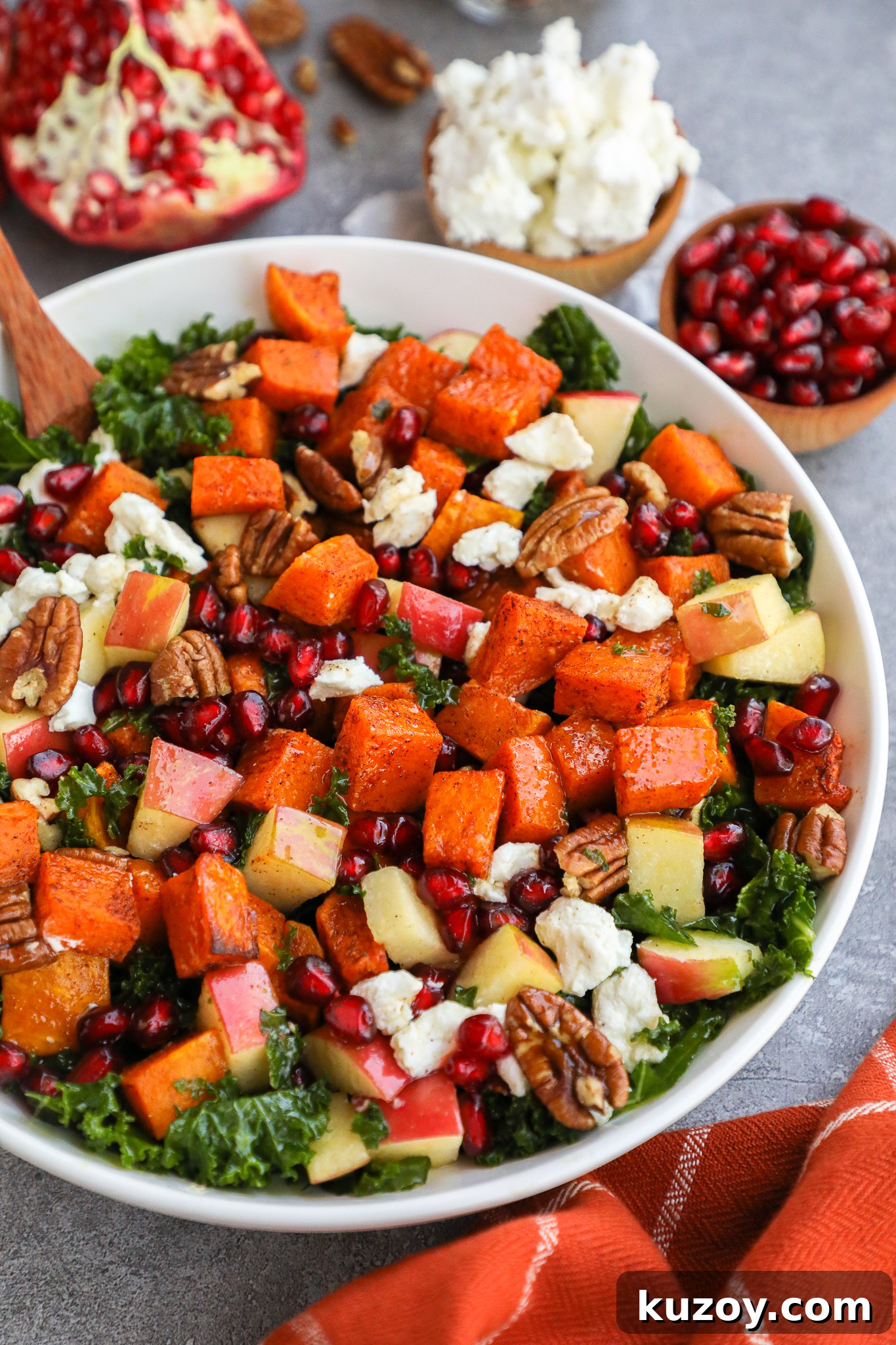 Cinnamon-Roasted Butternut Squash and Kale Salad Recipe 5 Need a healthier side dish to serve this fall and winter? Try this incredibly flavorful butternut squash and kale salad!