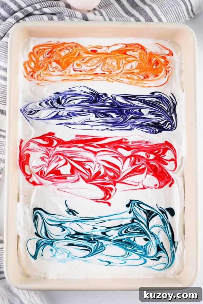 Vibrant Easter Eggs Dyed with Cool Whip: Step-by-Step Guide 5 food dye swirled into the cool whip
