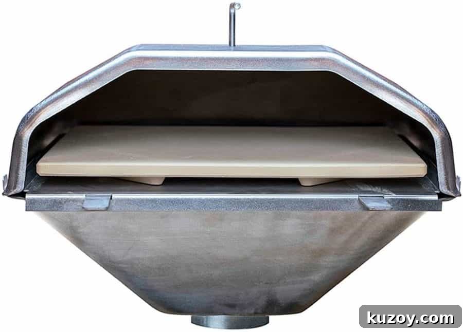 Pizza oven attachment on white background