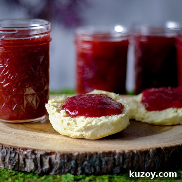 Cream Biscuits spread with strawberry rhubarb jam