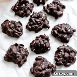 Completed Peanut Clusters on a white surface.
