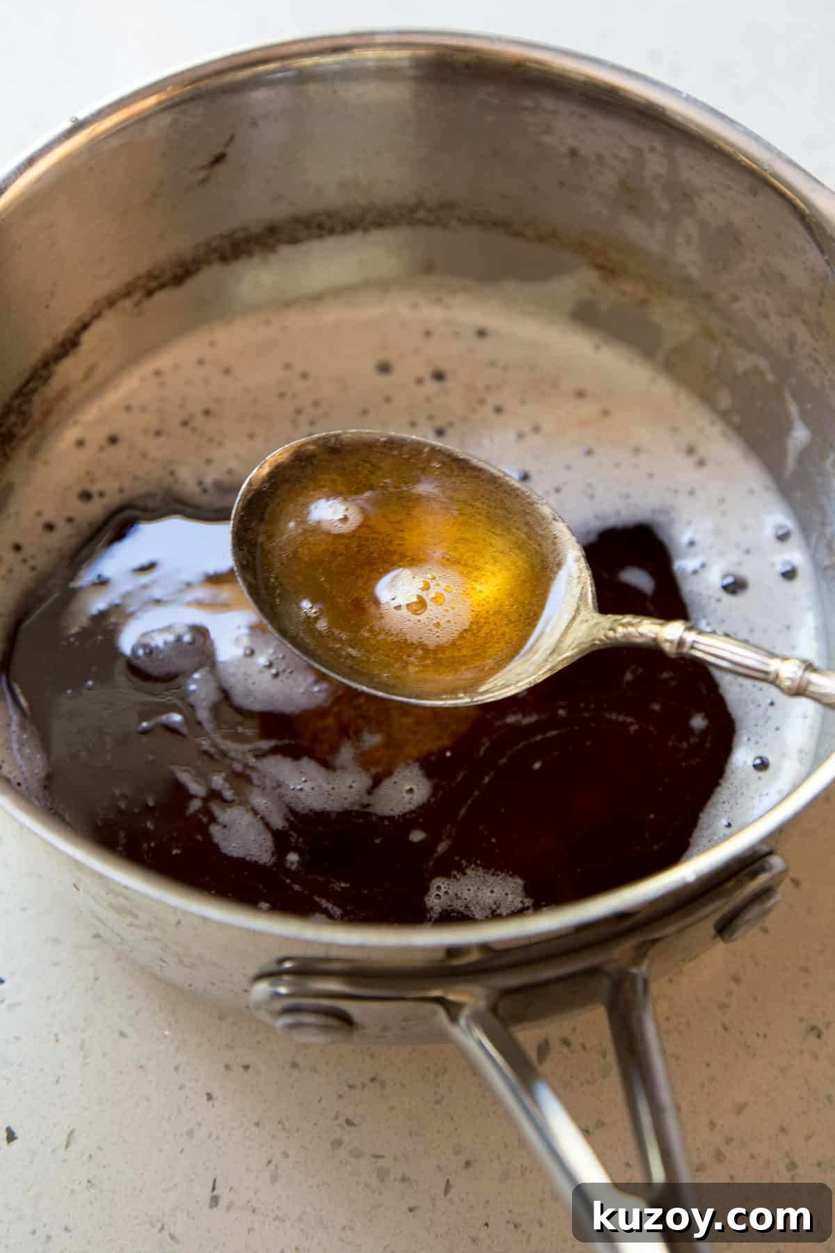 Brown butter in a sauce pan.