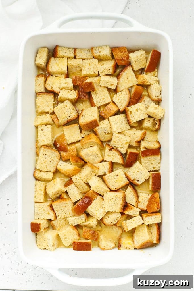 Gluten-Free Eggnog French Toast Casserole Recipe for Holidays 8 French toast ready to go into the oven