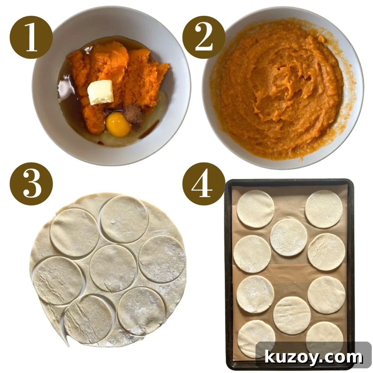 Sweet Potato Hand Pies Recipe: Flaky Crust & Savory-Sweet Filling 4 Steps to make sweet potato hand pies.
