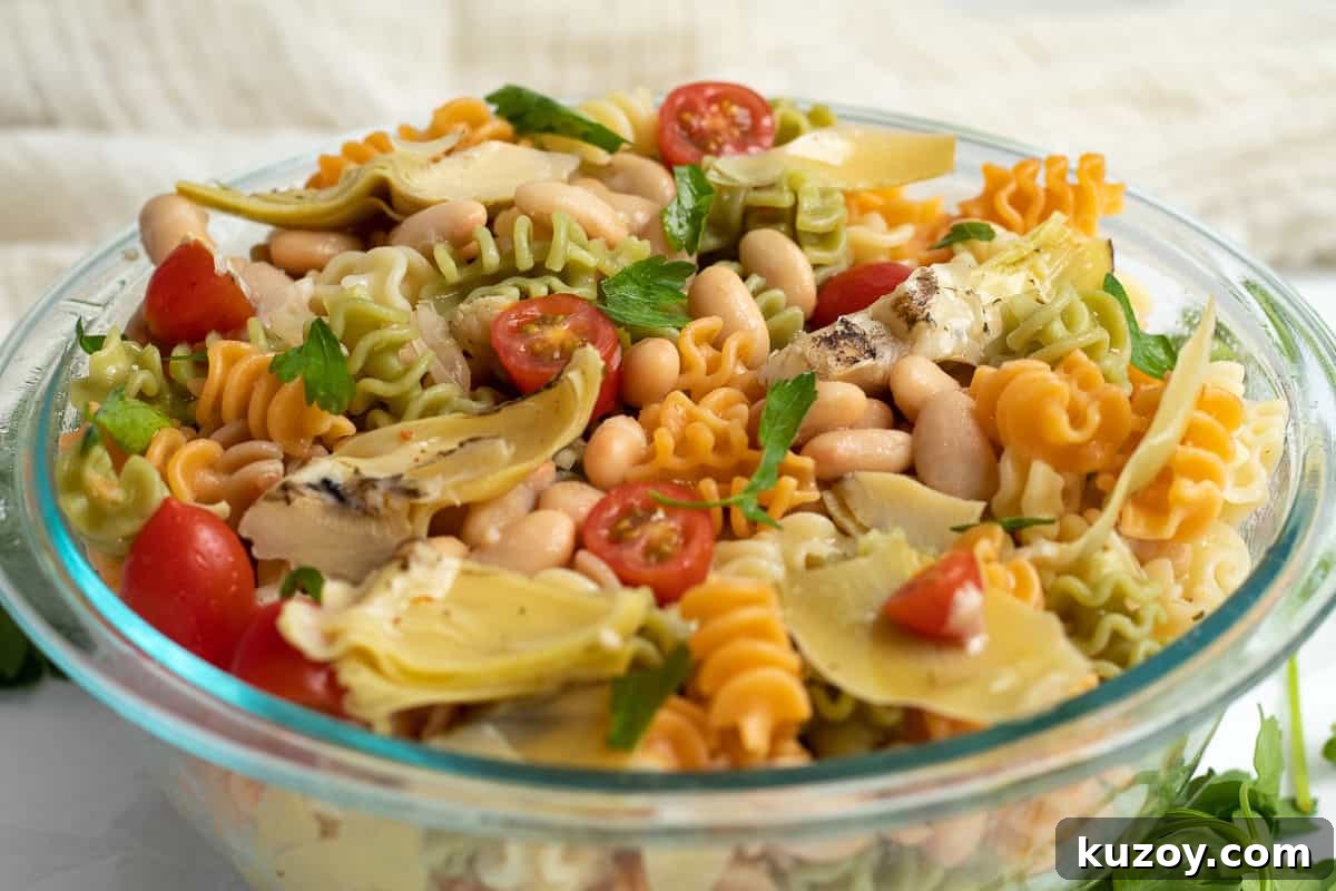 Zesty Italian Pasta Salad with 6 Simple Ingredients 2 italian pasta salad with all the ingredients on top
