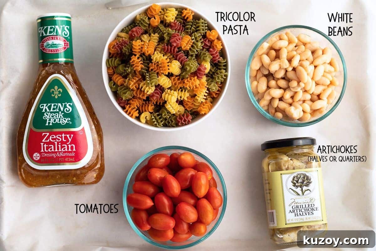 Zesty Italian Pasta Salad with 6 Simple Ingredients 3 ingredients for zesty italian pasta salad
