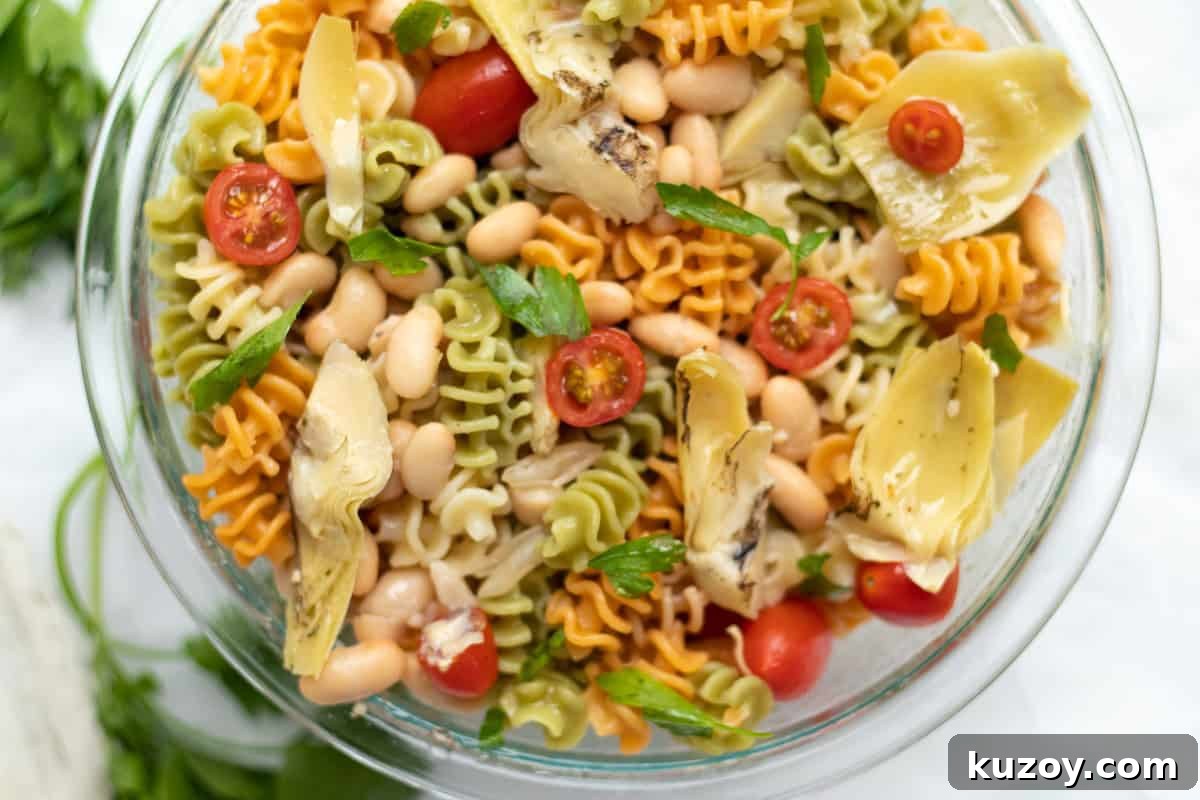 Zesty Italian Pasta Salad with 6 Simple Ingredients 7 zesty italian pasta salad dressed and mixed well
