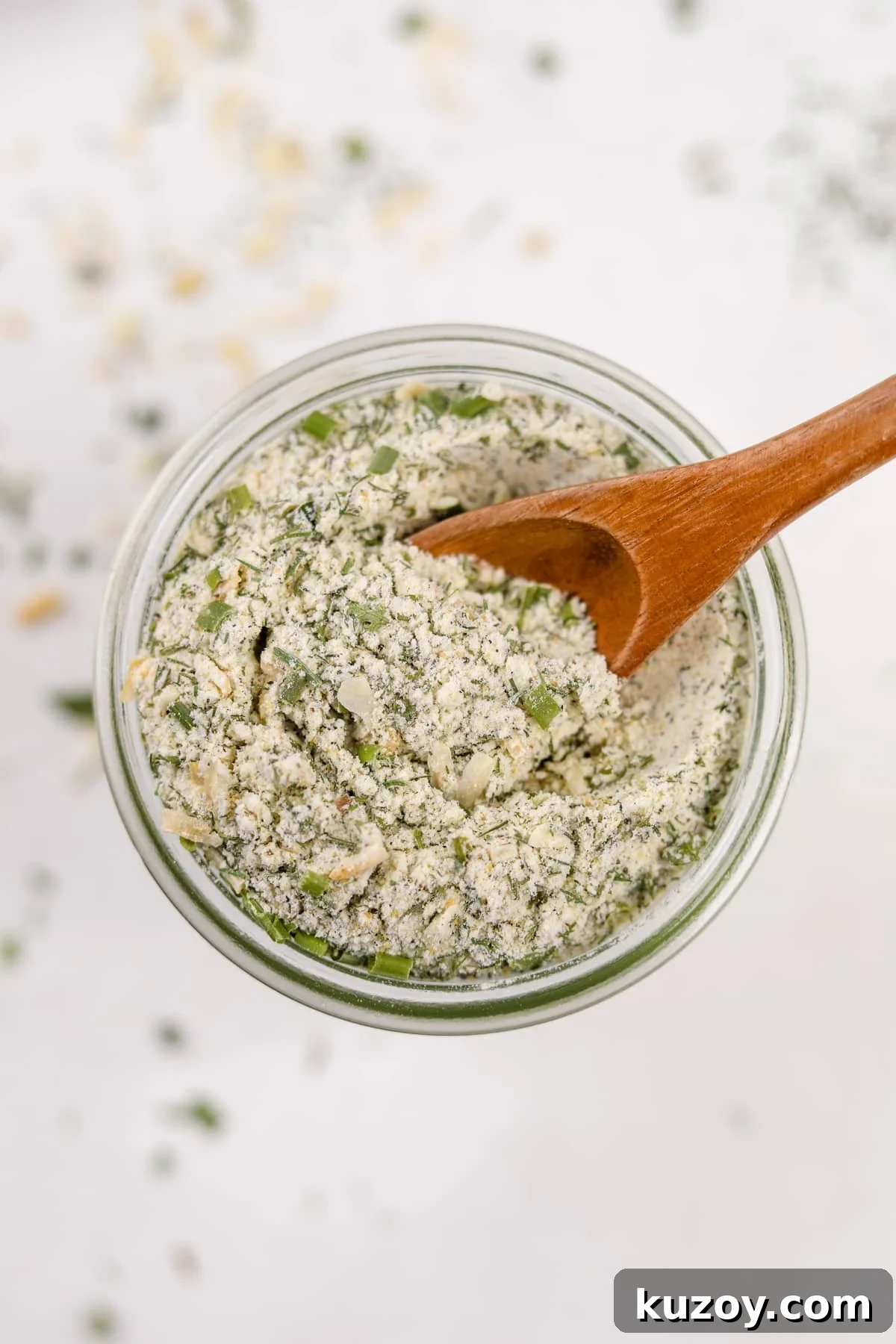 Homemade Ranch Seasoning Mix Recipe for Dips & Dressings 2 A small jar filled with homemade ranch seasoning.