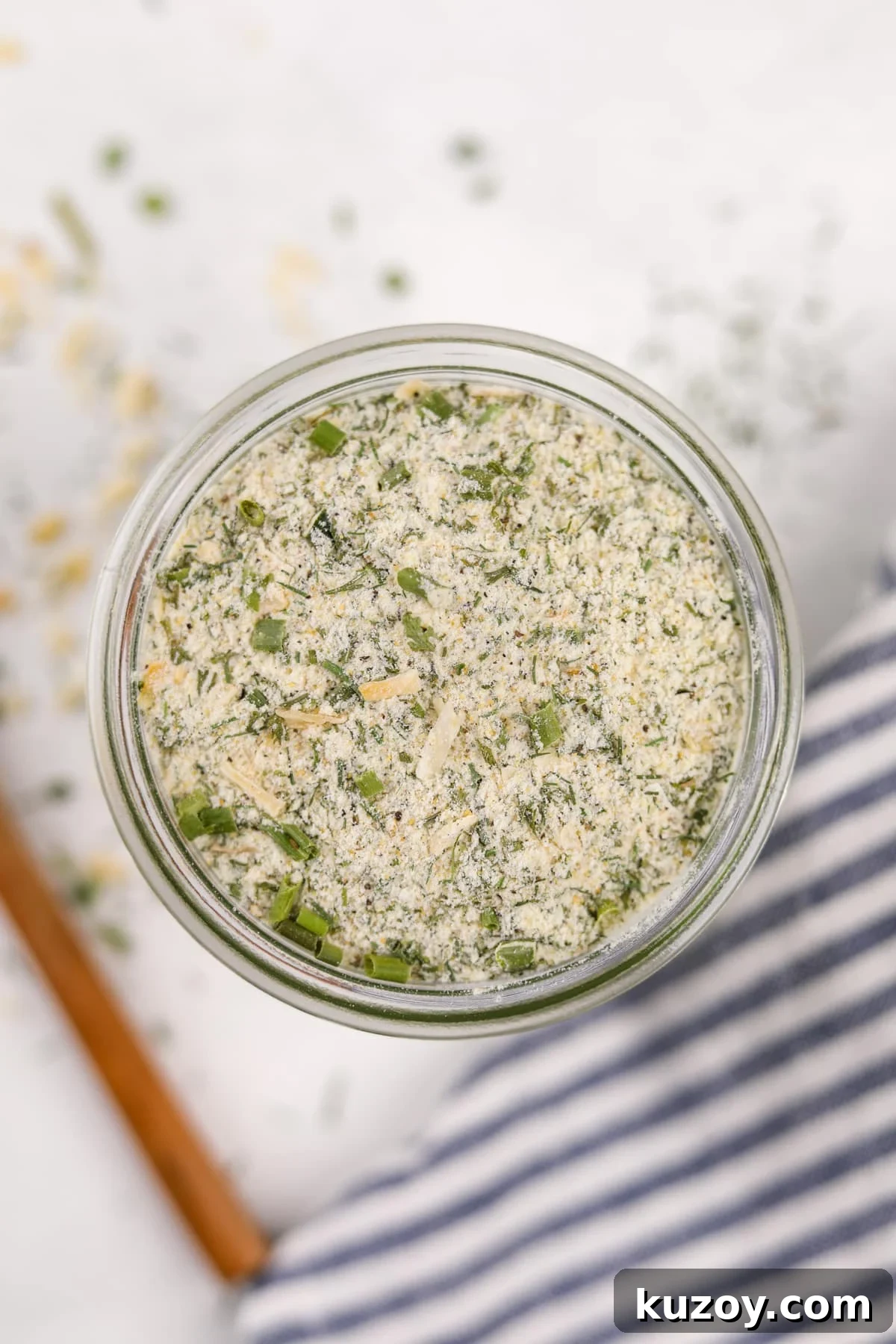 Homemade Ranch Seasoning Mix Recipe for Dips & Dressings 7 A small jar filled with ranch dry mix.