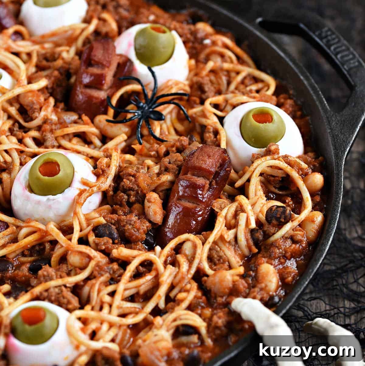 Spooky Halloween Chili Spaghetti