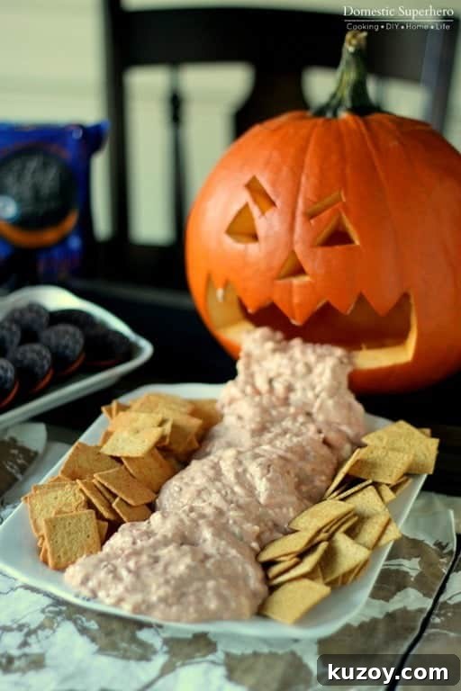 Puking Pumpkin Salsa Cheese Dip
