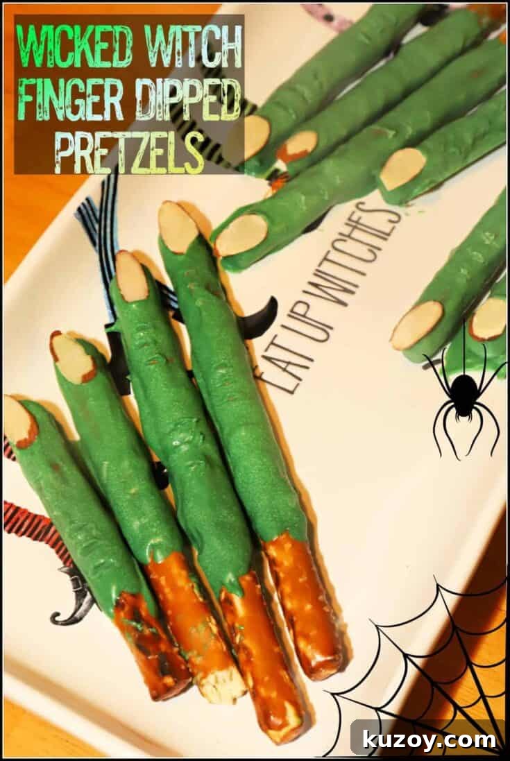 Witch Finger Dipped Pretzels