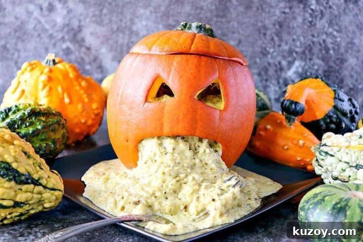 Pesto Spaghetti Squash Puking Pumpkin