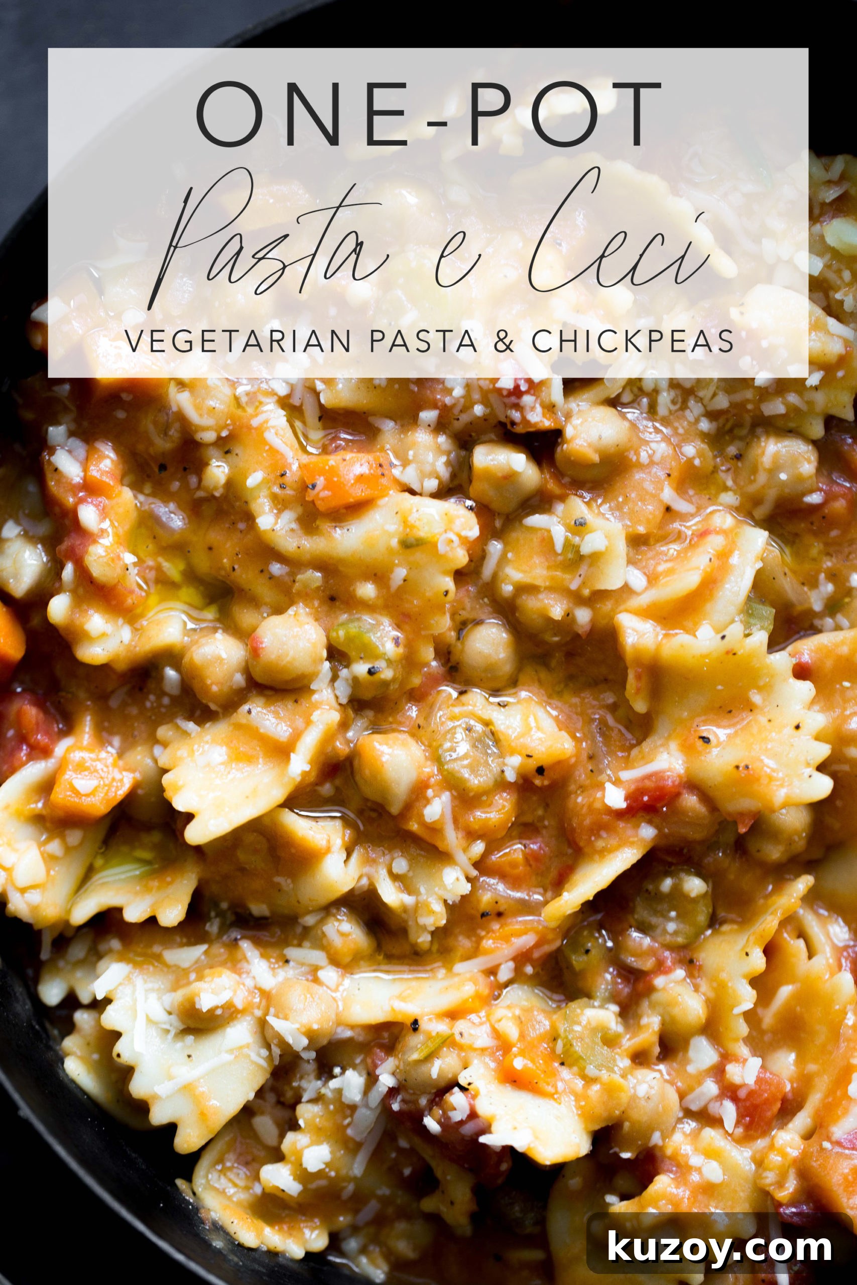 One-Pot Pasta e Ceci: Hearty Italian Pasta with Chickpeas 5 pinned photo of pasta e ceci