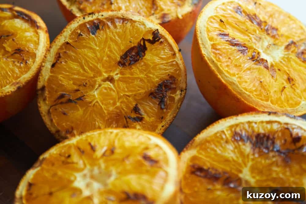Orange-Almond Mole Sauce: Quick Recipe for Rich, Zesty Flavor 7 Grilled orange halves.