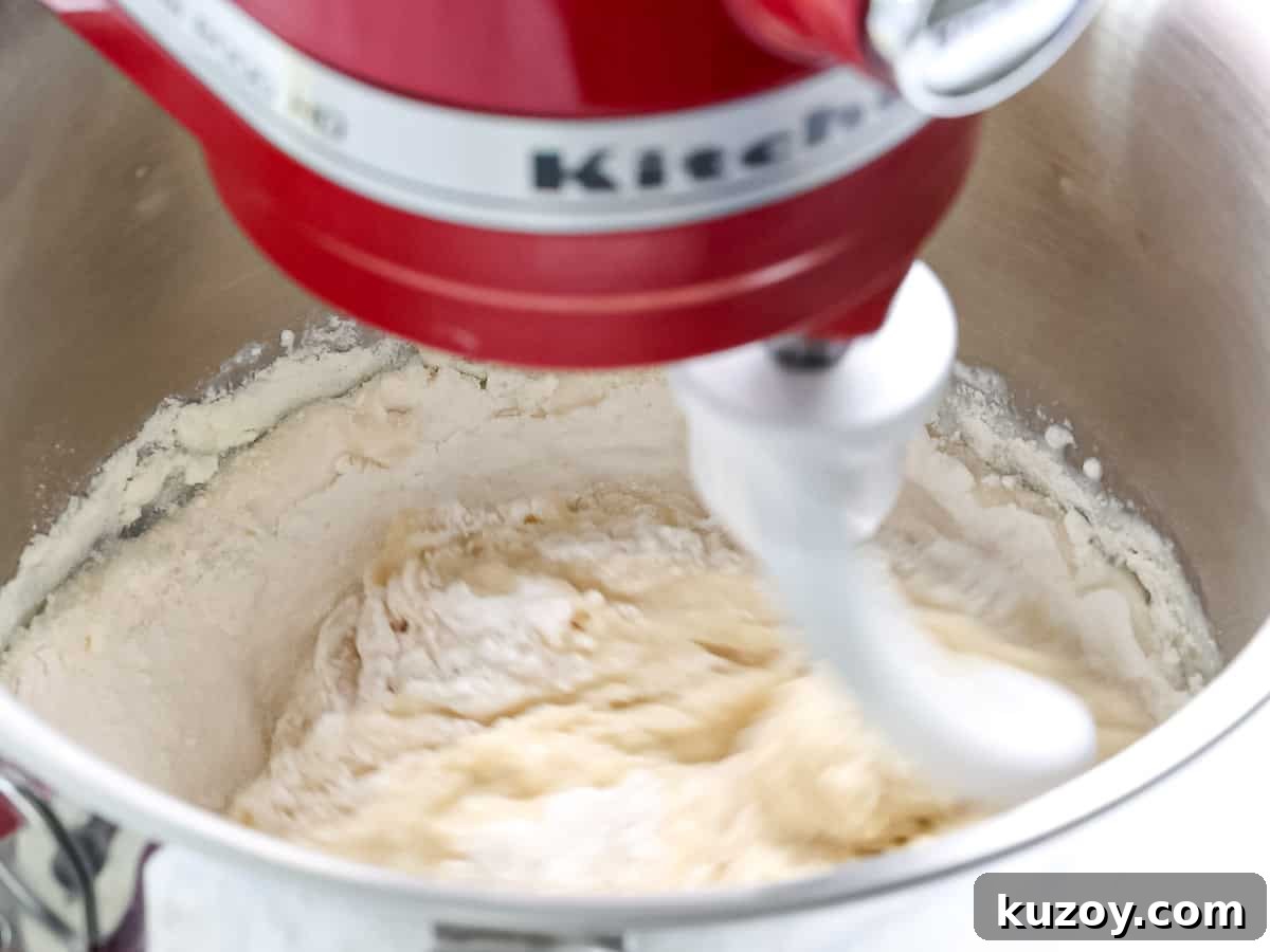 Homemade Brioche Rolls Recipe for Soft, Buttery Loaves 6 Brioche dough being mixed in a stand mixer.