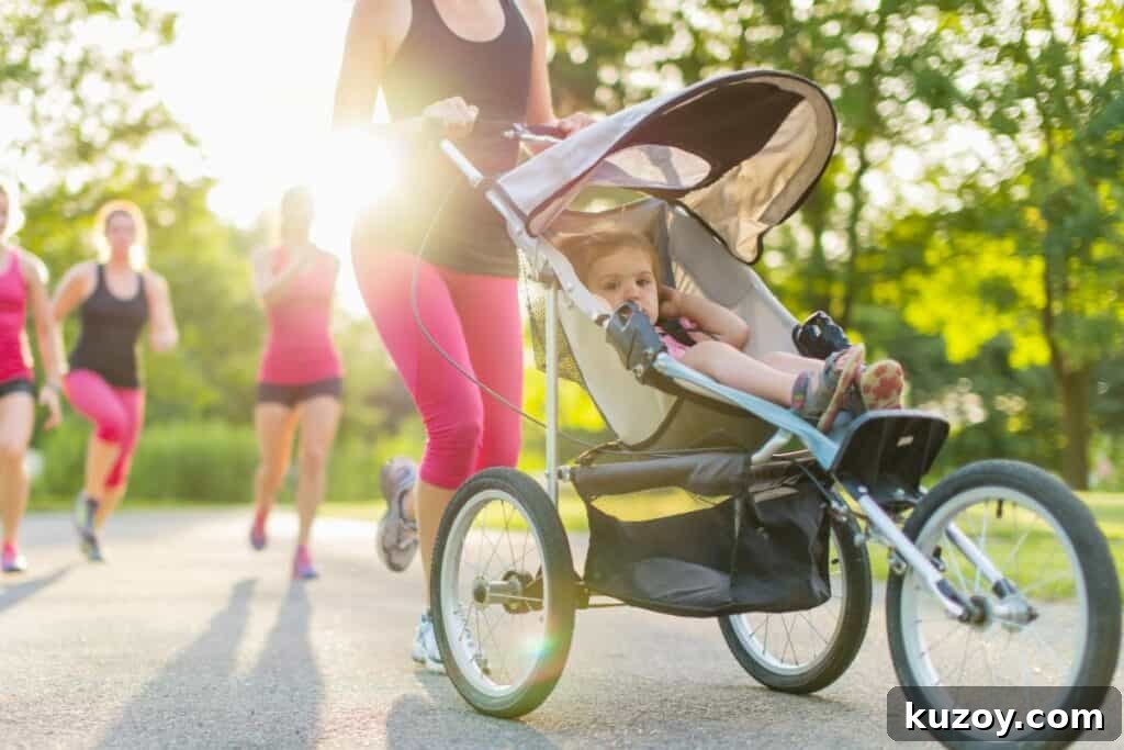 mom running with stroller