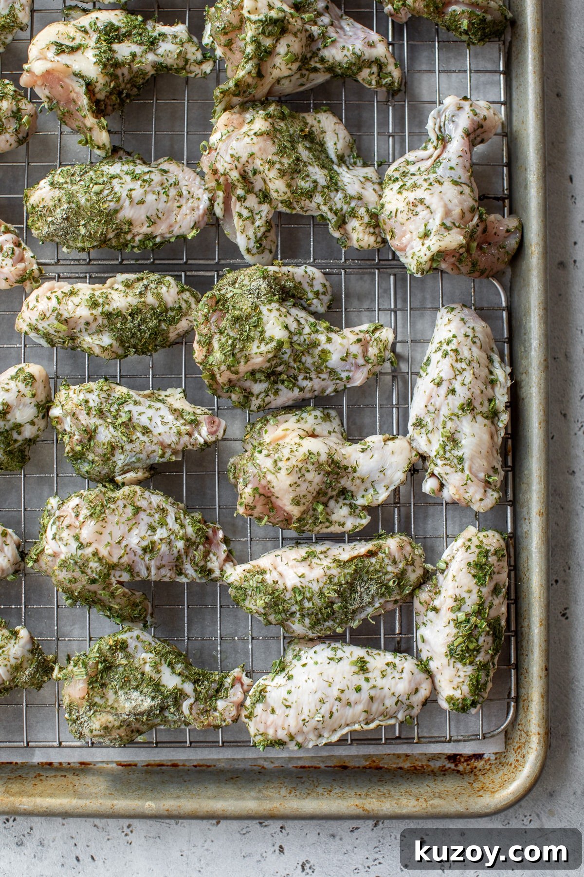 chicken wings on a wire rack