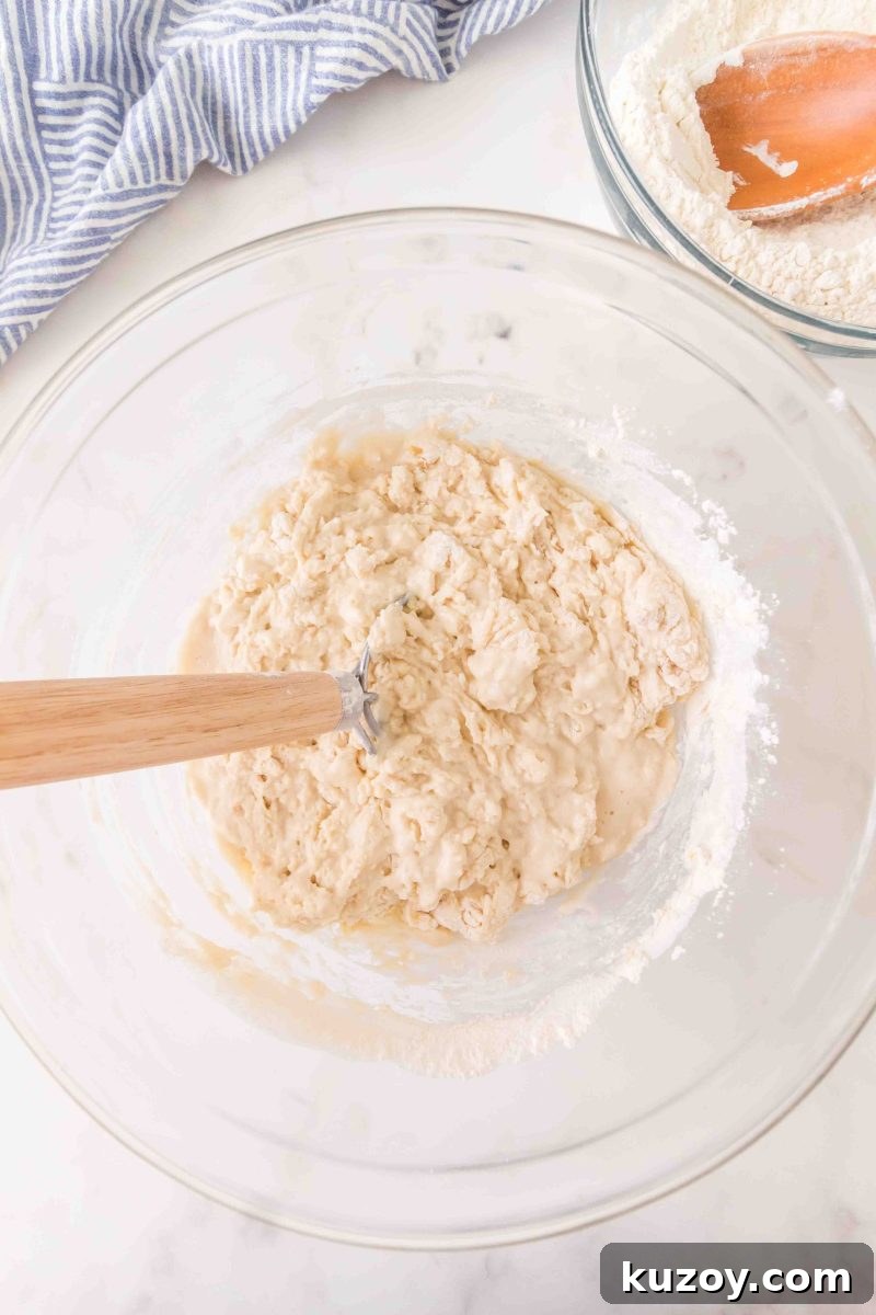 French bread ingredients being mixed into a wet dough in a mixing bowl – Hostess At Heart
