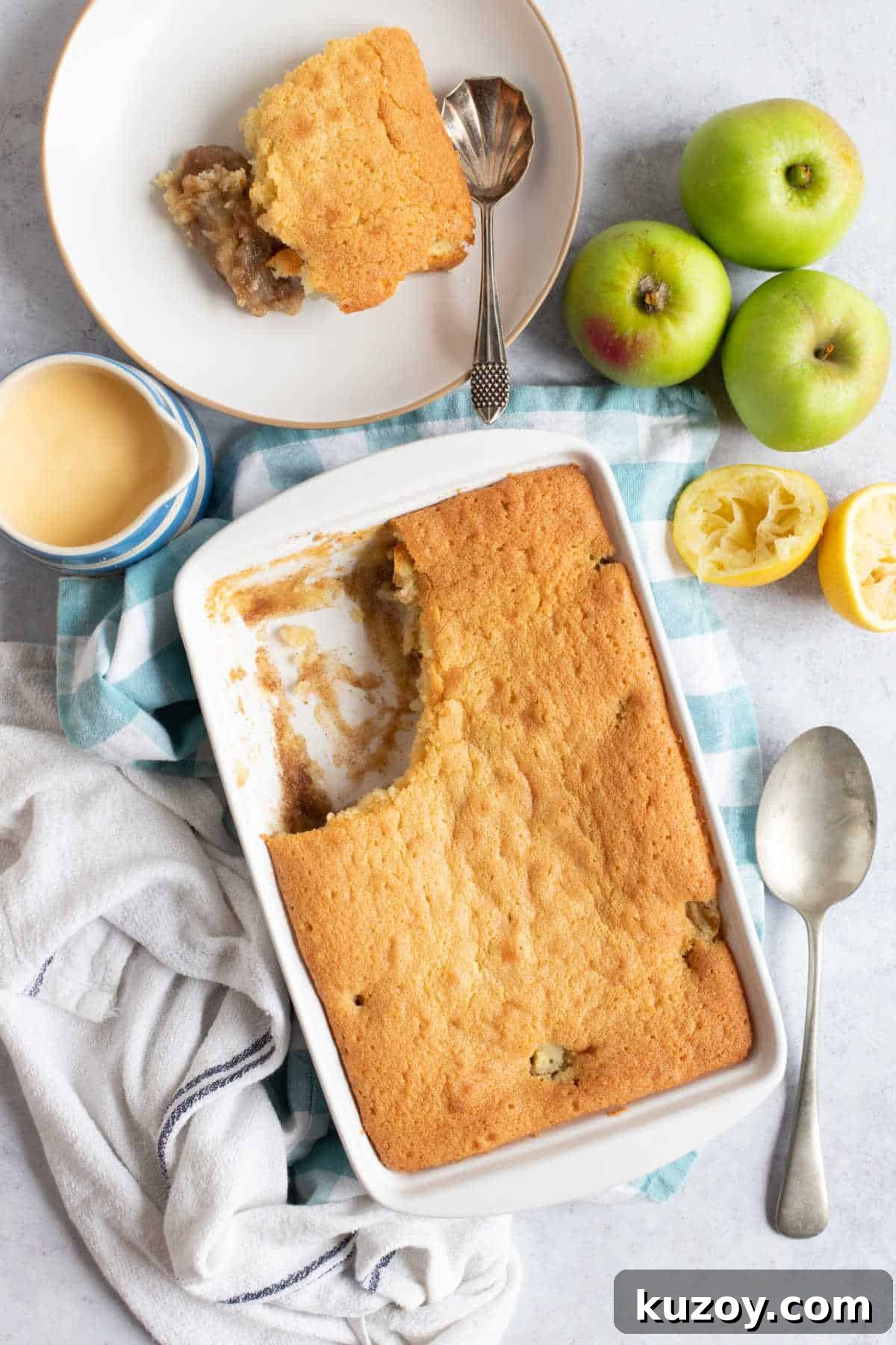 Eve's pudding in an ovenproof dish.