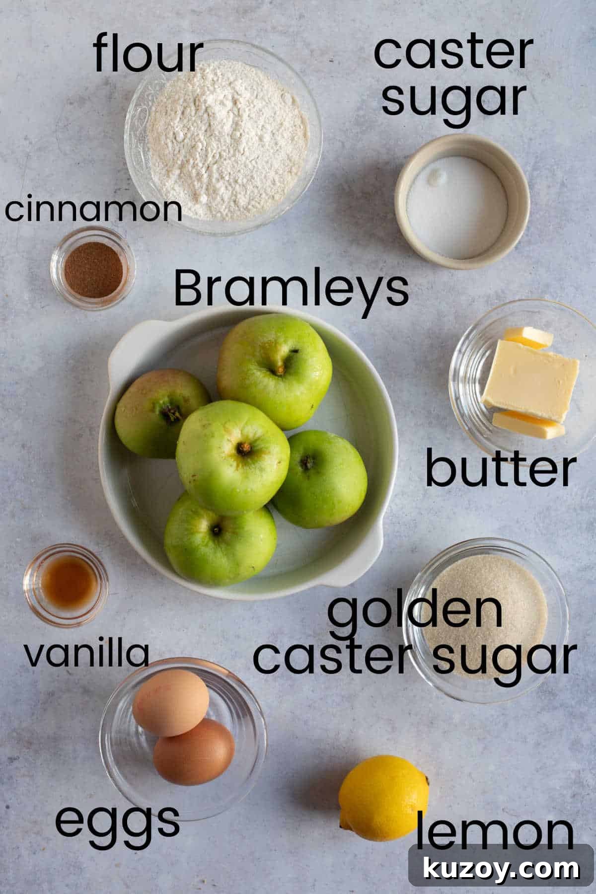 Ingredients for Eve's pudding.