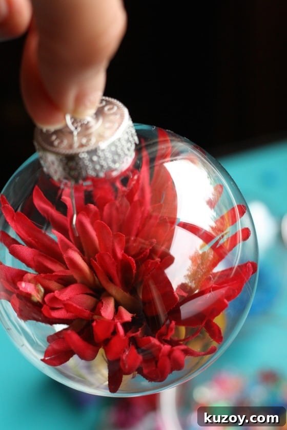 red flower drop garden ornament