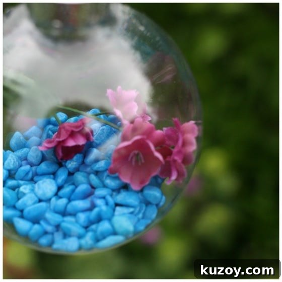 blue aquarium rocks in plastic ornament