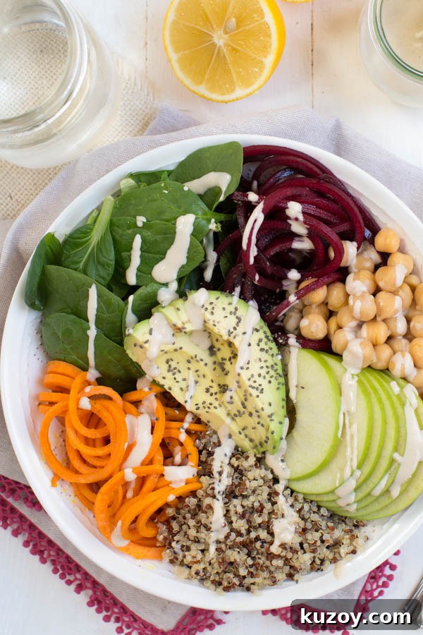 Harvest Buddha Bowl served with lemon tahini dressing