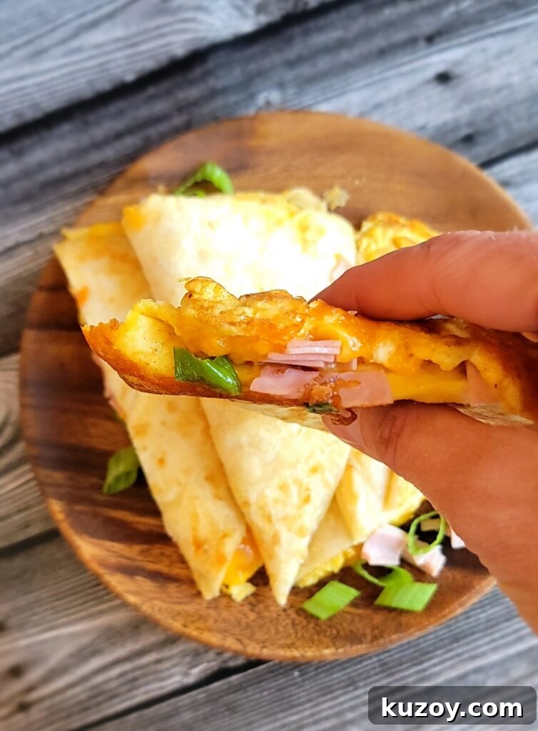 Breakfast quesadilla with crispy cheese