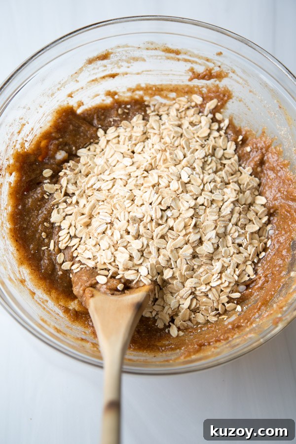 whole rolled oats added to low sugar cookie batter
