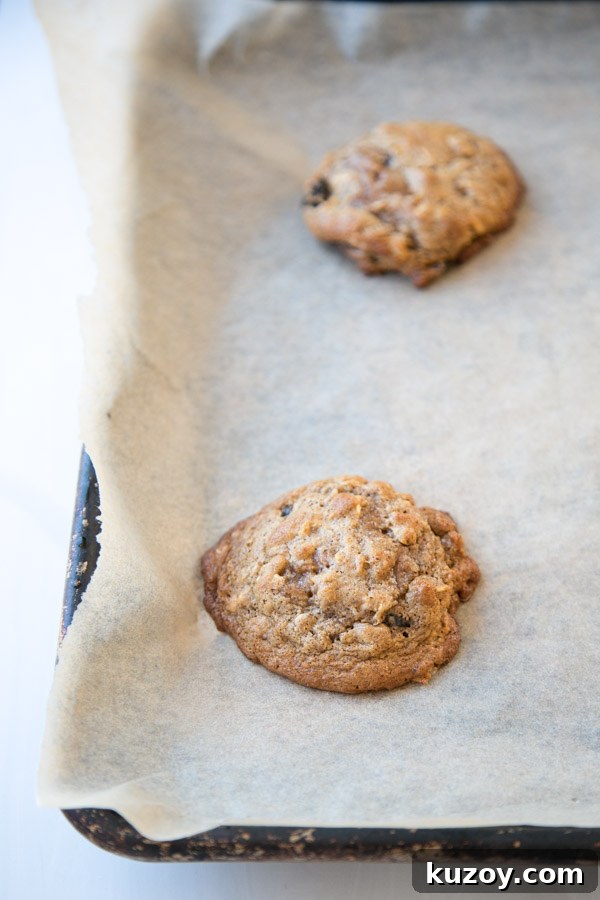 low sugar almond flour oatmeal cookies on a sheet pan