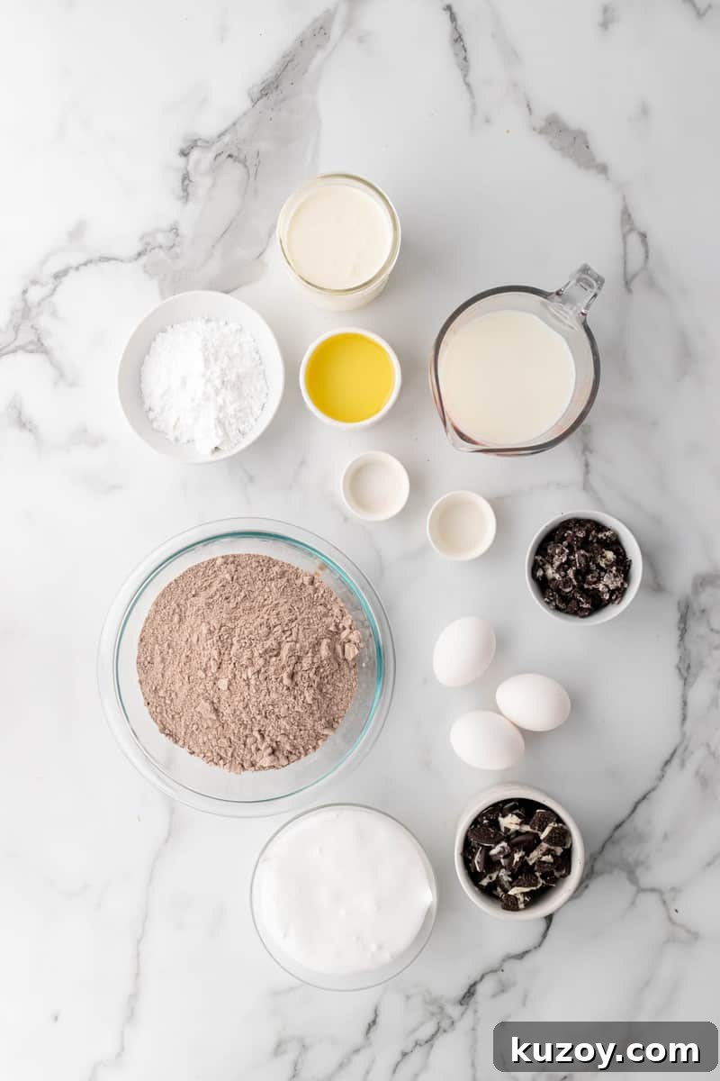 ingredients for Oreo poke cake