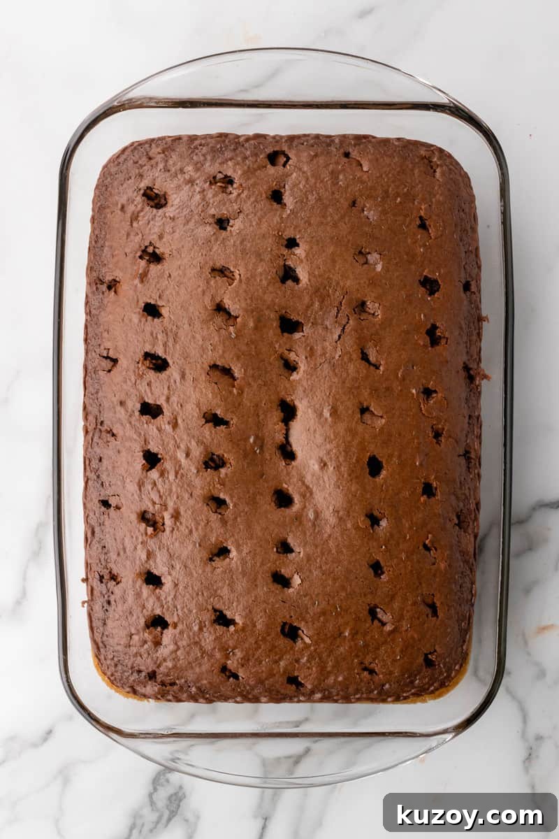 poke cake poked before baking