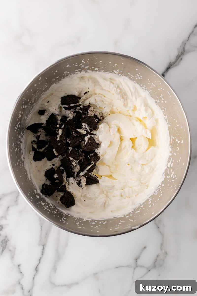 marshmallow fluff frosting mixed in with Oreos