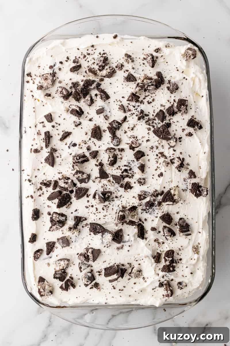 Finished Oreo poke cake
