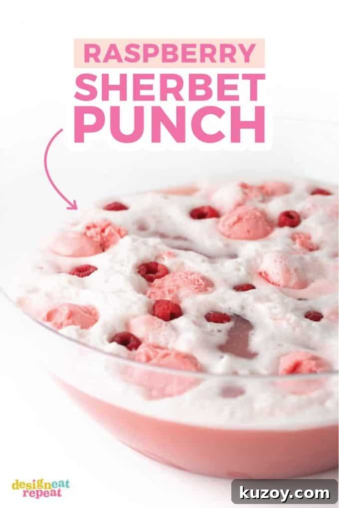 Punch bowl of Raspberry Sherbet Punch