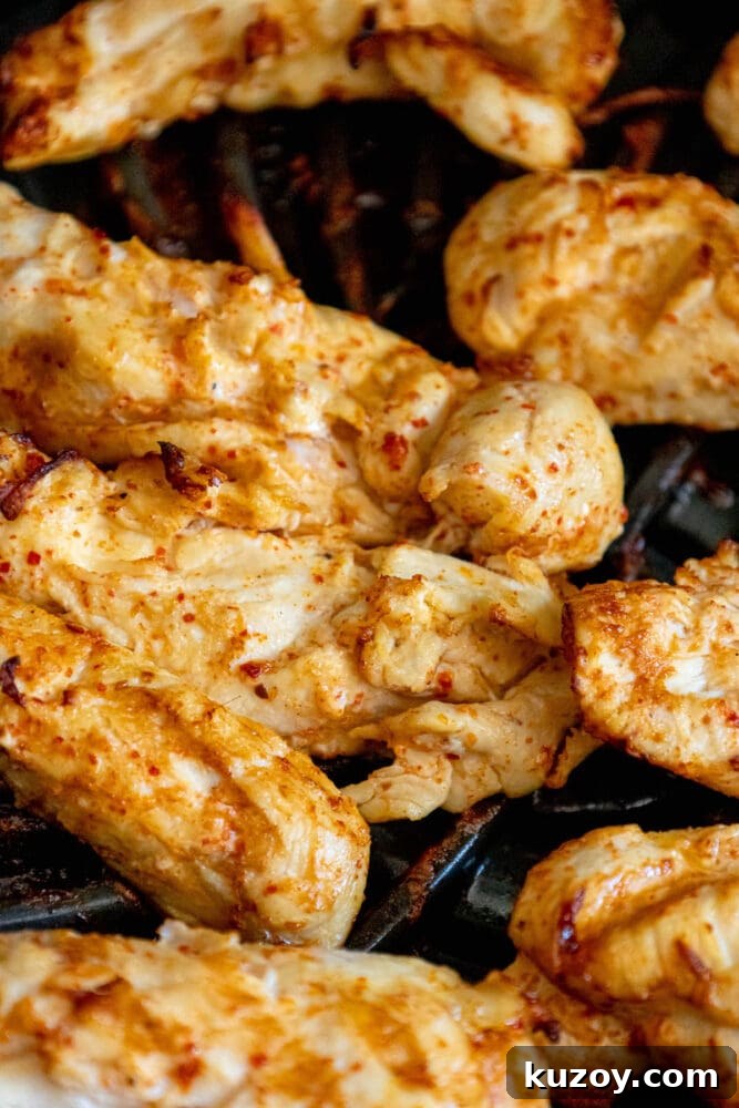 chicken tenders in ajika seasoning on the grill